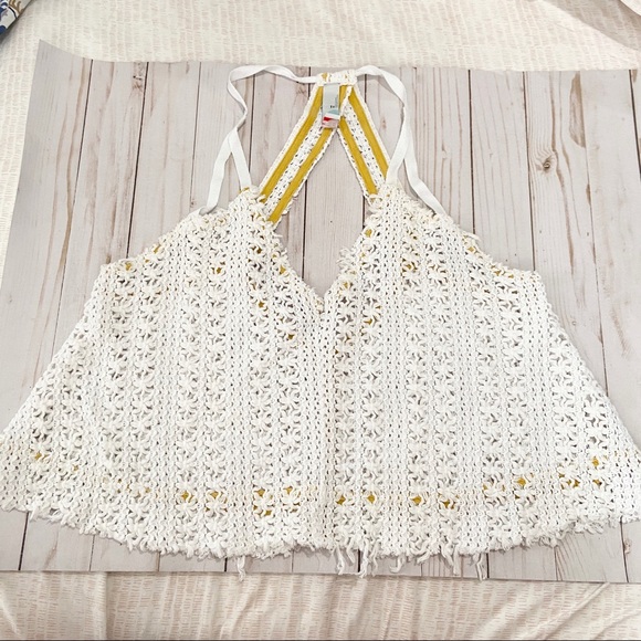 Free People Tops - FP BEACH White Crochet Oversized Beach Tank Top